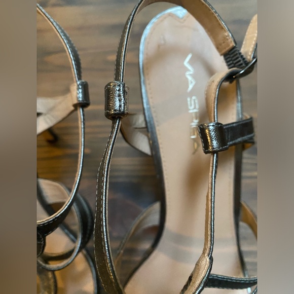Via Spiga Heels Leather Sandals Sz 10 Granite - Picture 2 of 11